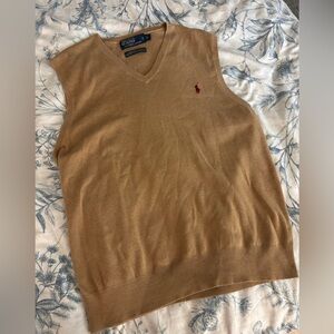 Polo Ralph Lauren Men’s Tan Pima Cotton Sweater Vest Size Large